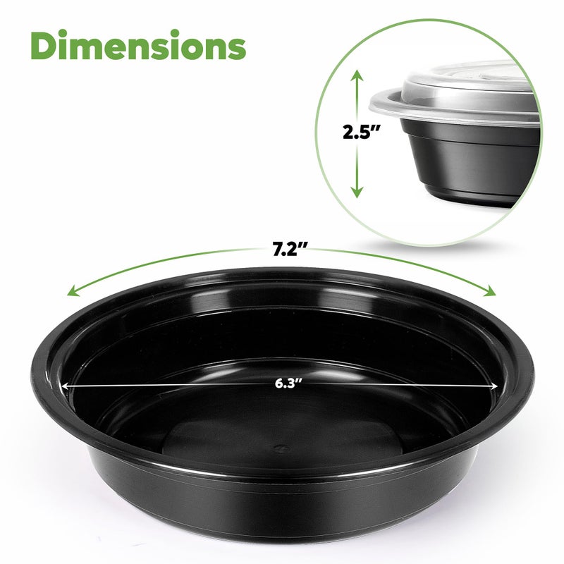 GUSTO [24 oz - 50 Count Round Meal Prep Containers with Lids â€“ Reusable, Microwaveable, Dishwasher & Freezer Safe, BPA-Free Food Storage Containers for Portion Control (Formerly Comfy Package) - Image 2